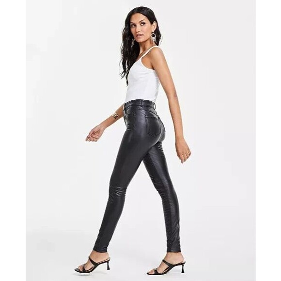 Inc International Concepts Women's Black Faux-Leather Skinny Pants Size 16 - Picture 1 of 11